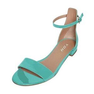 YDN Womens Chic Block Low Heel Sandals Open Toe Ankle Strap Patent Comfortable